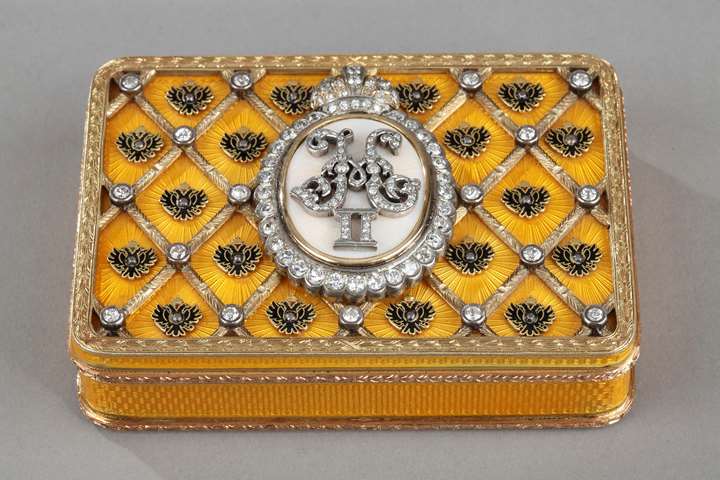 Tsar Nicholas II coronation snuff box. In homage to FABERGE